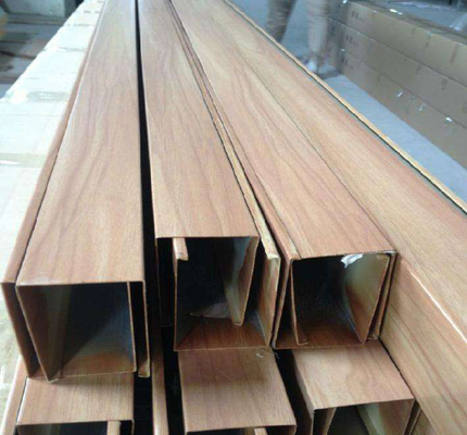 Decorative U Baffle Aluminum Panel Ceiling Wooden Grain Coated Suspended Acoustic Ceiling Baffles