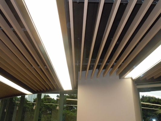 Decorative U Baffle Aluminum Panel Ceiling Wooden Grain Coated Suspended Acoustic Ceiling Baffles