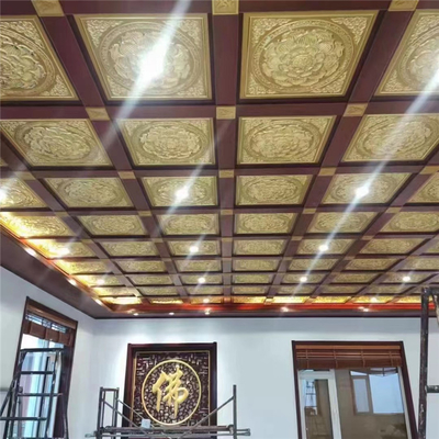 0.7mm Clip In Metal Ceiling Tiles Lotus Pre Painted For Temple Hotel