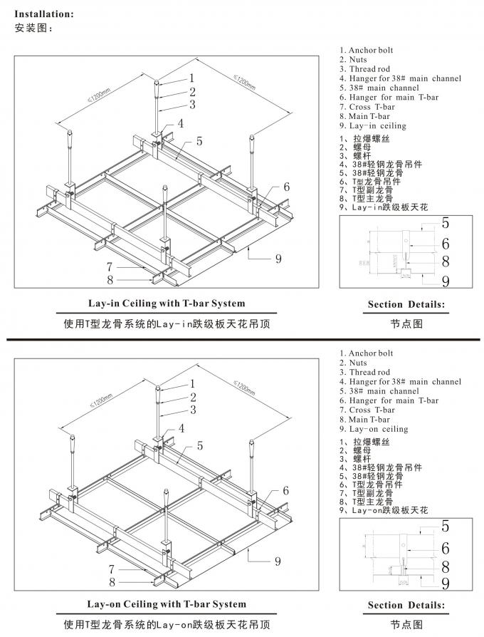 595x595 Aluminium Ceiling Panel Galvanized Steel Lay In Ceiling Tile