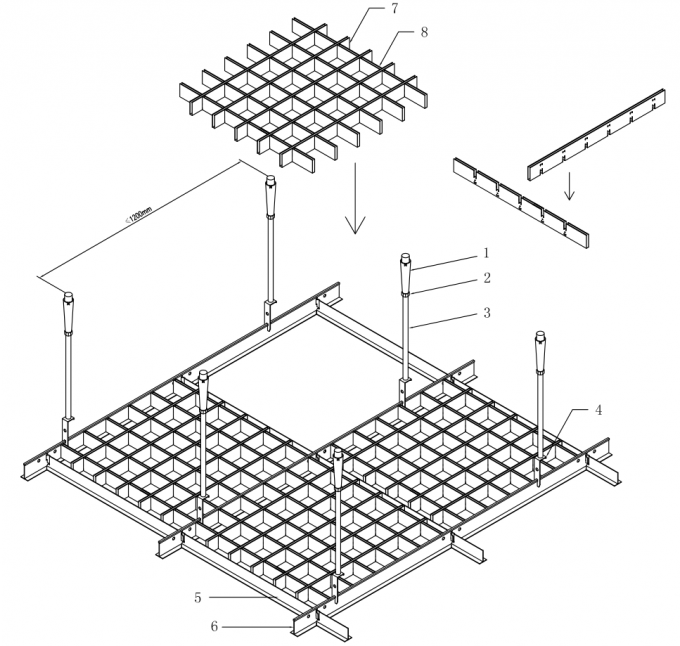 0.3mm0.9mm Restaurant Metal Ceiling Tiles Fireproof Concealed False