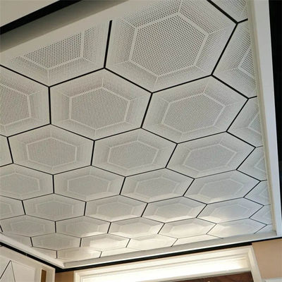 462x462x462x462x462x462 Perforated Aluminum Metal Ceiling Hexagonal Ceiling Tile With White Color