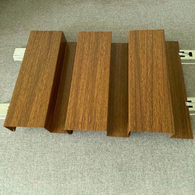 Linear G Strip Ceiling Aluminium Strip 300mm Width Wooden Grain Coating
