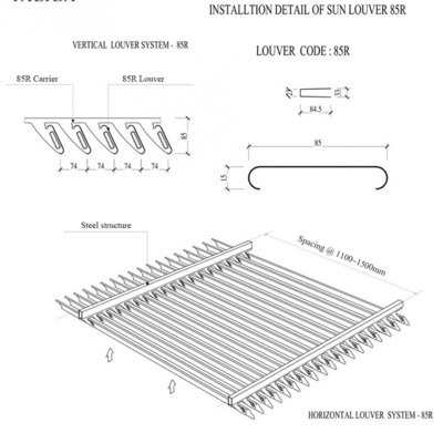 Modern Sunshade Vertical Aluminium Sun Louver For Building Decorative