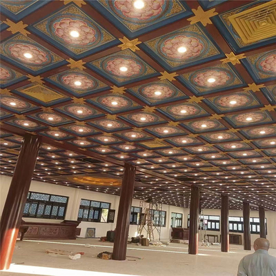 Heat Transfer Square Aluminum Ceiling Tiles 900*900 Temple Roof Decorative