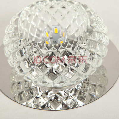 100mm Diameter LED Ceiling Light Lumen 9W Stamped Aluminum Crystal Lampshade