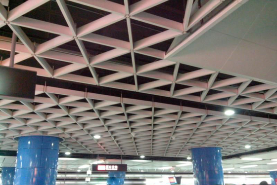 Fireproof 100x100mm Aluminum Grid Ceiling 0.4mm Thickness