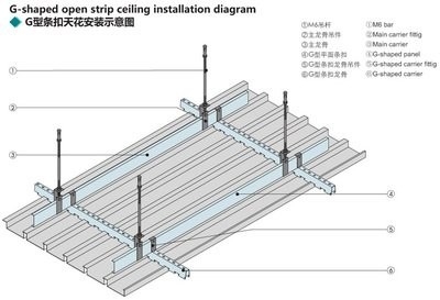 15mm Height G Strip Aluminum Metal Ceiling For Metro Station