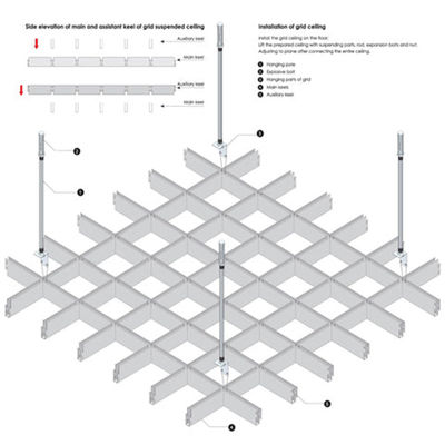 50x50mm Aluminum Open Cell Ceiling Metal Grid Ceiling Powder Coating