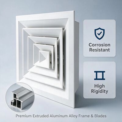 Square Aluminum 1100 Ceiling Air Diffuser Fireproof Bake Surface Finished