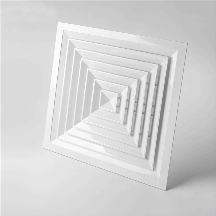 White 4 Way Air Ventilation Grille Anodized 500x500mm Fixed Blade
